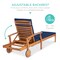 Best Choice Products 79x26in Acacia Wood Outdoor Chaise Lounge Chair w/ Adjustable Backrest, Table, Wheels